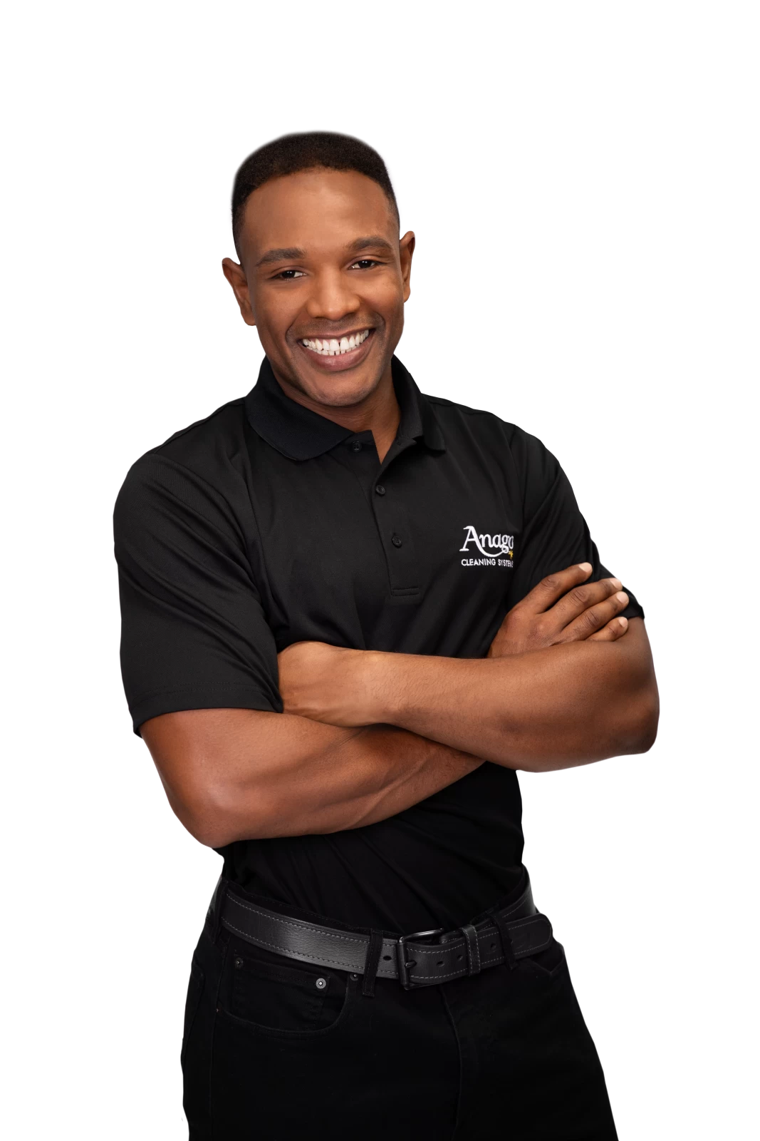 Smiling Anago cleaning professional with arms crossed